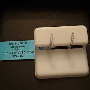 Elegant Silver Moissanite Hoop Earrings